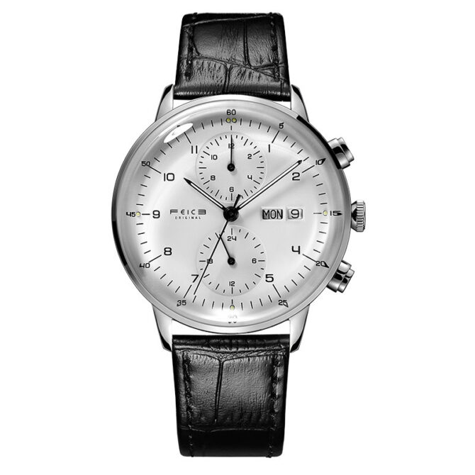 Stylish men's watch featuring a sleek design with a stainless steel case, leather strap, and precision quartz movement. Perfect for formal and casual occasions, this timepiece combines durability and elegance, making it an ideal accessory for modern men.